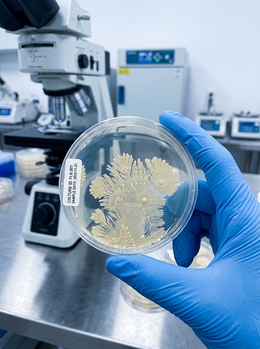 Charola de acero con viales estériles listos para recibir muestra
